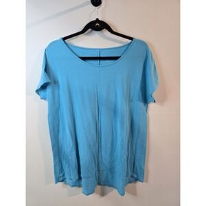 Soft Surroundings‎ Blue Short Sleeve T Shirt Large Cotton Blend